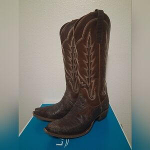 NWT NIB NEW Lane Skyline Roughout Brown Western Cowboy Boots 9